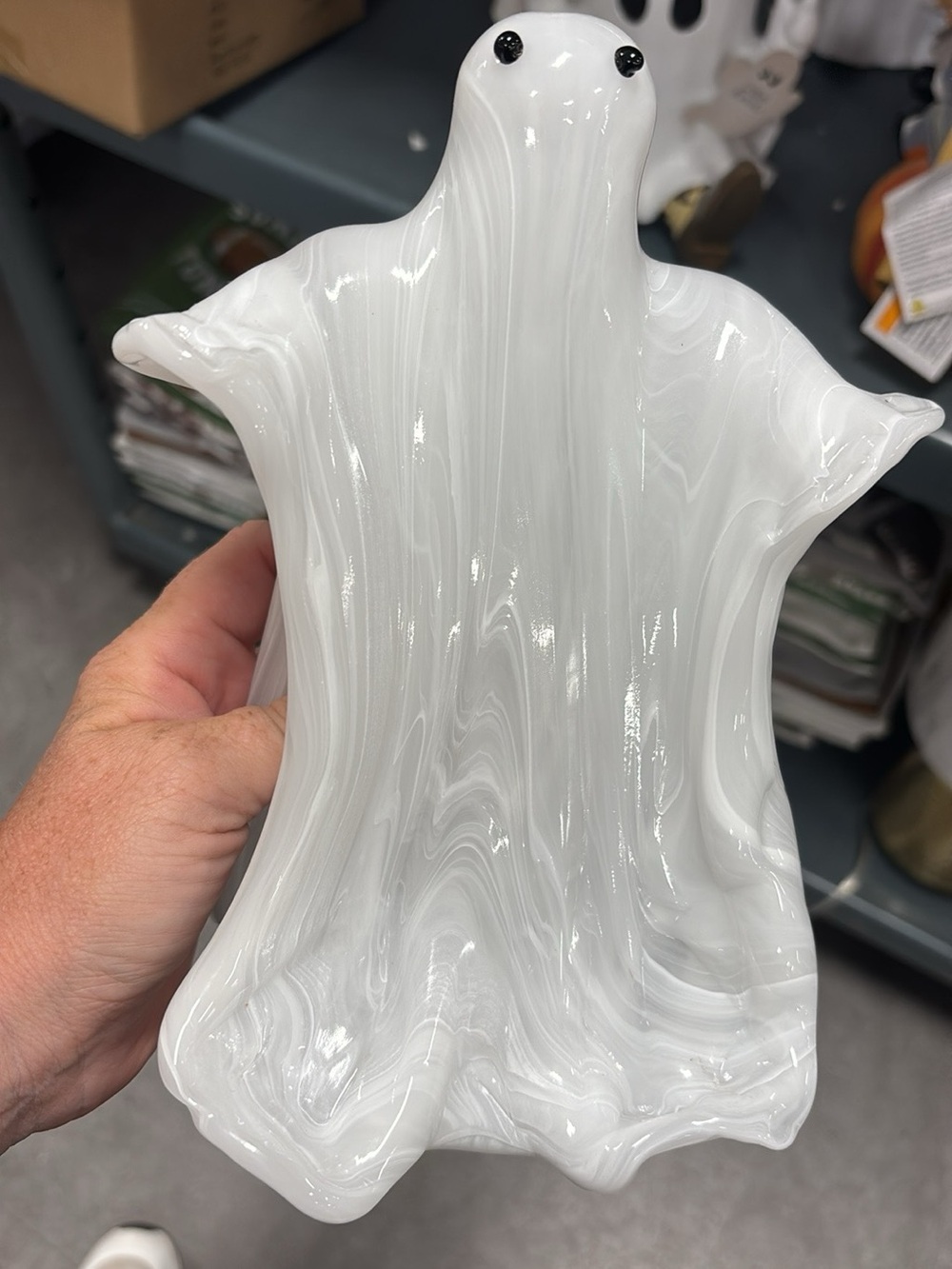 Swirled White Glass Ghost Figurine